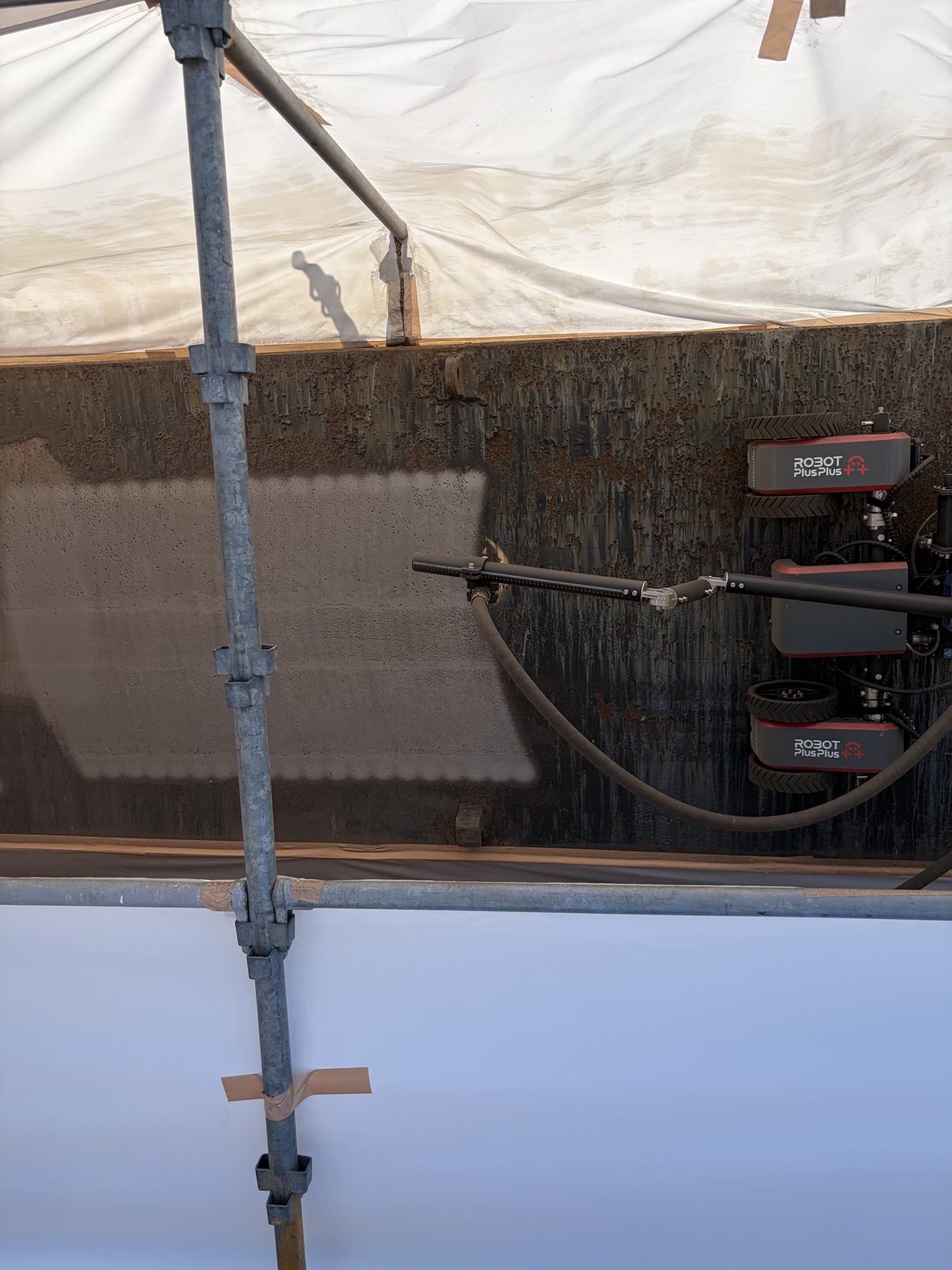 AP robotic system set up inside a tented test area